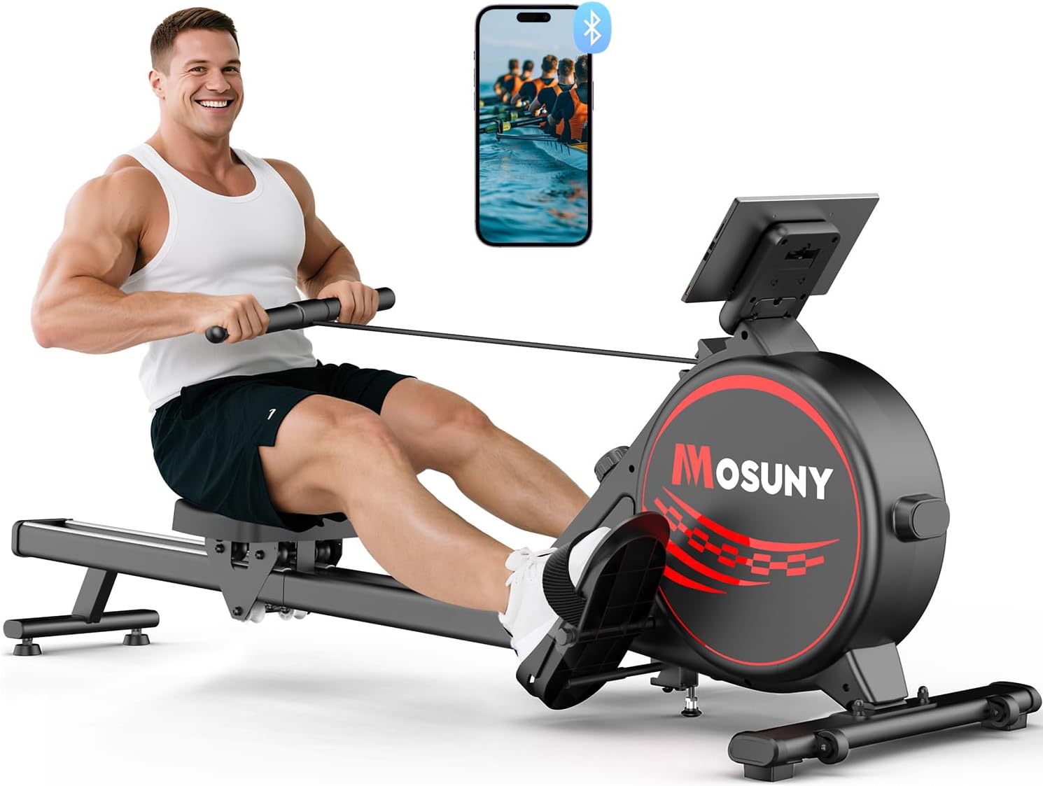 MOSUNY Magnetic Rowing Machine (16-Level, Dual Slide Rails)