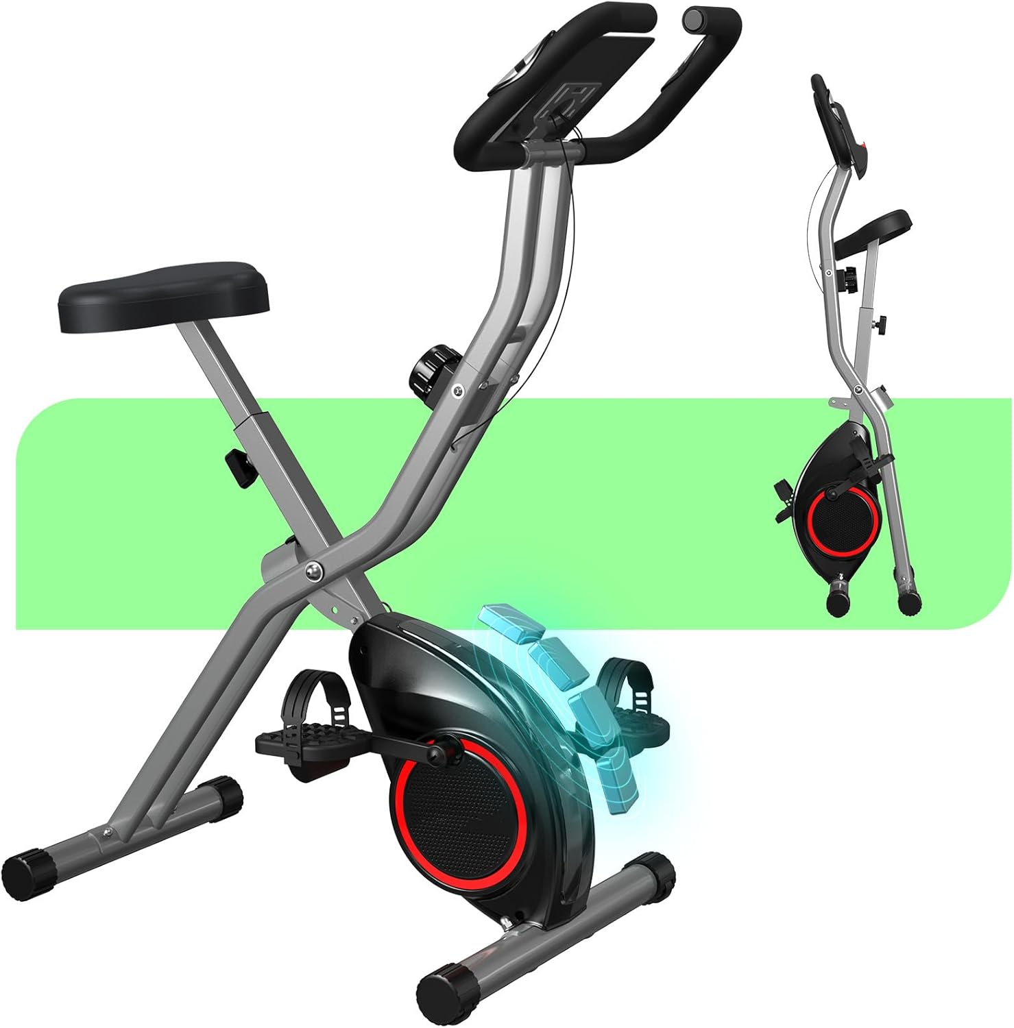 MOSUNY 5‑in‑1 Folding Exercise Bike (Upright/Recumbent)